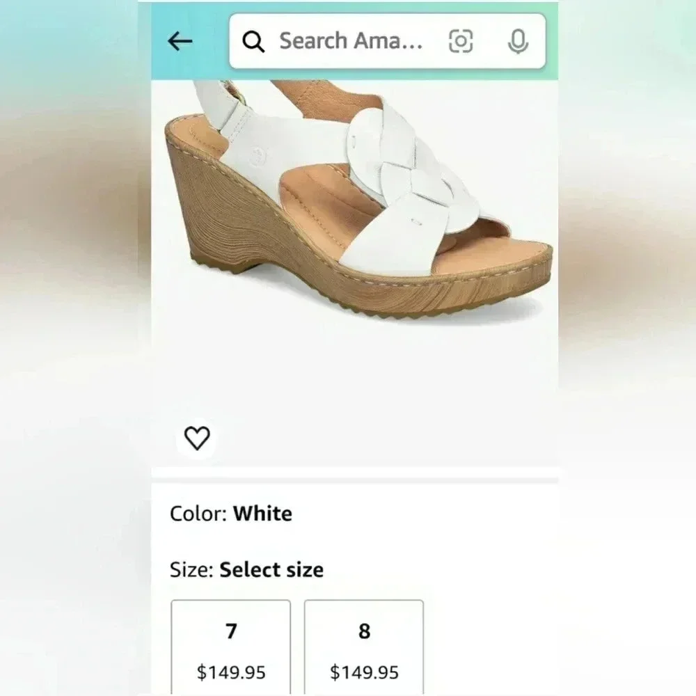 Boho Casual Born 11 White Leather Wedge Comfortable Adjustable New